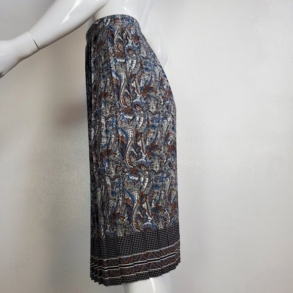 Vintage 80's Andrea Gayle Paisley Pleated Midi Skirt - Picture 2 of 6